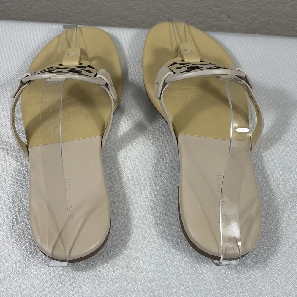 TORY BURCH Soft Miller Sandals Bicolor Sweet Corn New Ivory 9M‎